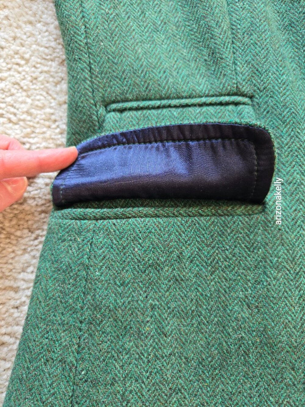 NWOT J. Crew Hacking Blazer Jacket 100% Wool Herringbone Green Leather Buttons 0 - Picture 13 of 16